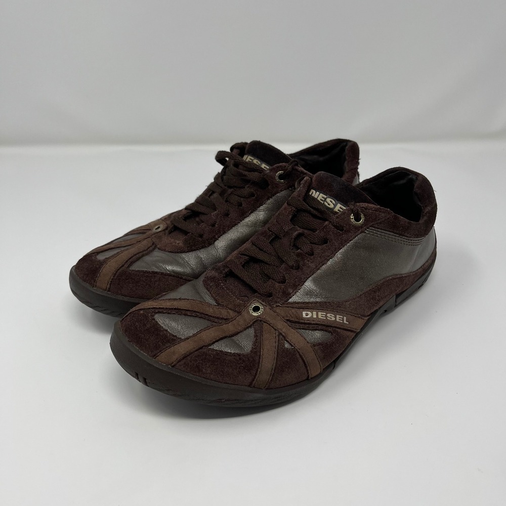 Vintage Diesel Move-In W Sneakers Size 7 Brown Leather Suede Y2K Gorpcore